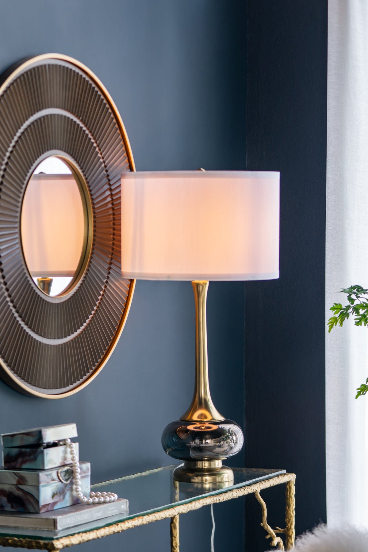 D15x29 Table Lamp with Glass Drum Shade, photo 9 of 16