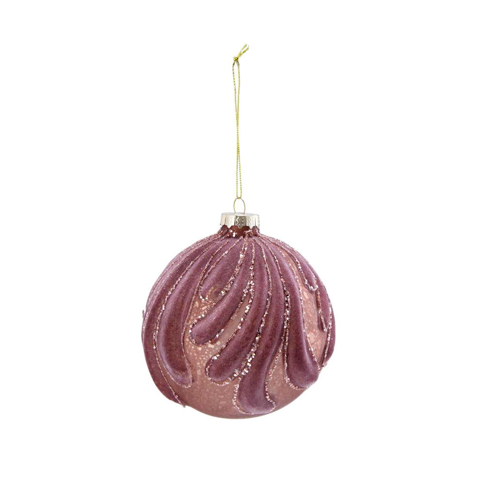 Decorative Hanging Glass Christmas Ball Ornaments - Set of 6 with Elegant Glass Design - Pearl Silver or Purple, photo 3 of 16