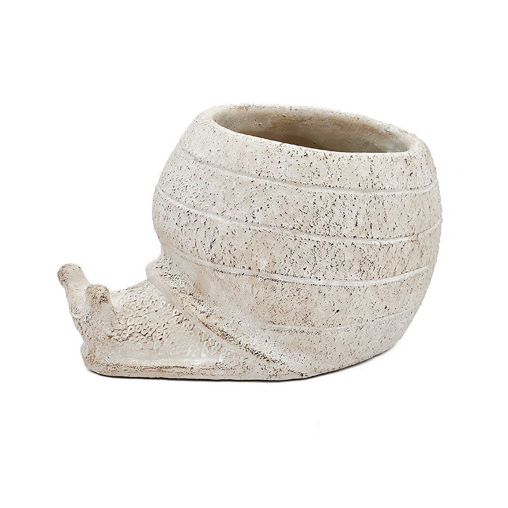 Decorative Sand and Cement Snail Planter, 8.3 x 7 x 4.7 Inch, Beige, photo 6 of 10