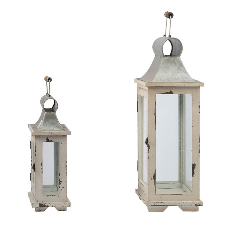 Decorative Wooden Candle Lantern Set of Two with Glass – Indoor & Outdoor Use, photo 6 of 12