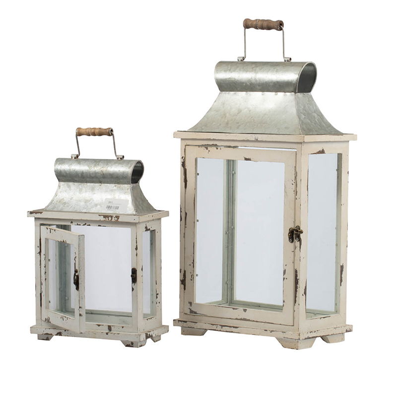 Decorative Wooden Candle Lantern Set of Two with Glass – Indoor & Outdoor Use, photo 7 of 12
