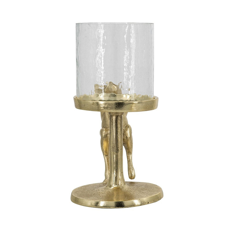Gold Rabbit Pillar Candle Holder with Clear Glass Hurricane Shade, photo 4 of 9