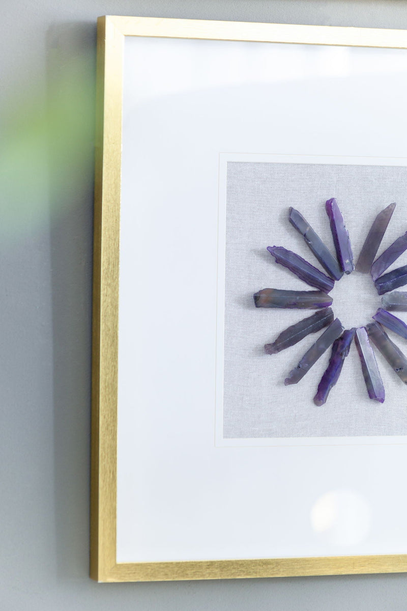 Grace Purple Agate Shadow Boxes Wall Art Set of 2 with Natural Stone – Multicolor, photo 10 of 17