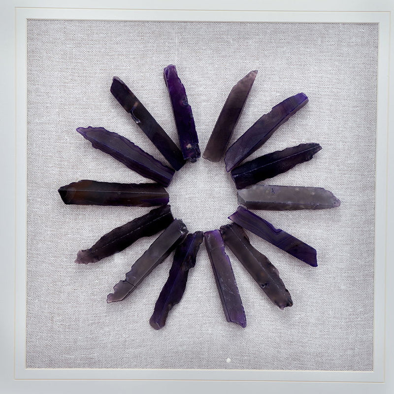 Grace Purple Agate Shadow Boxes Wall Art Set of 2 with Natural Stone – Multicolor, photo 16 of 17