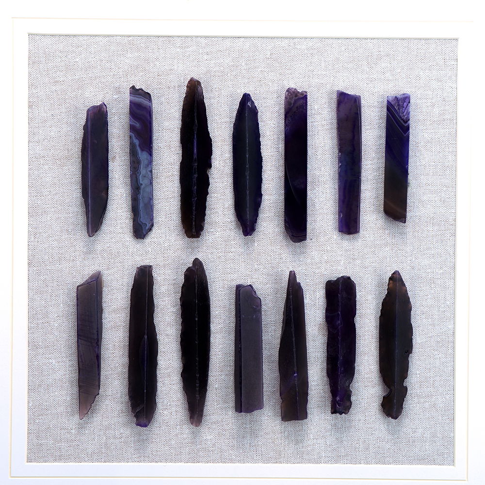Grace Purple Agate Shadow Boxes Wall Art Set of 2 with Natural Stone – Multicolor, photo 4 of 17