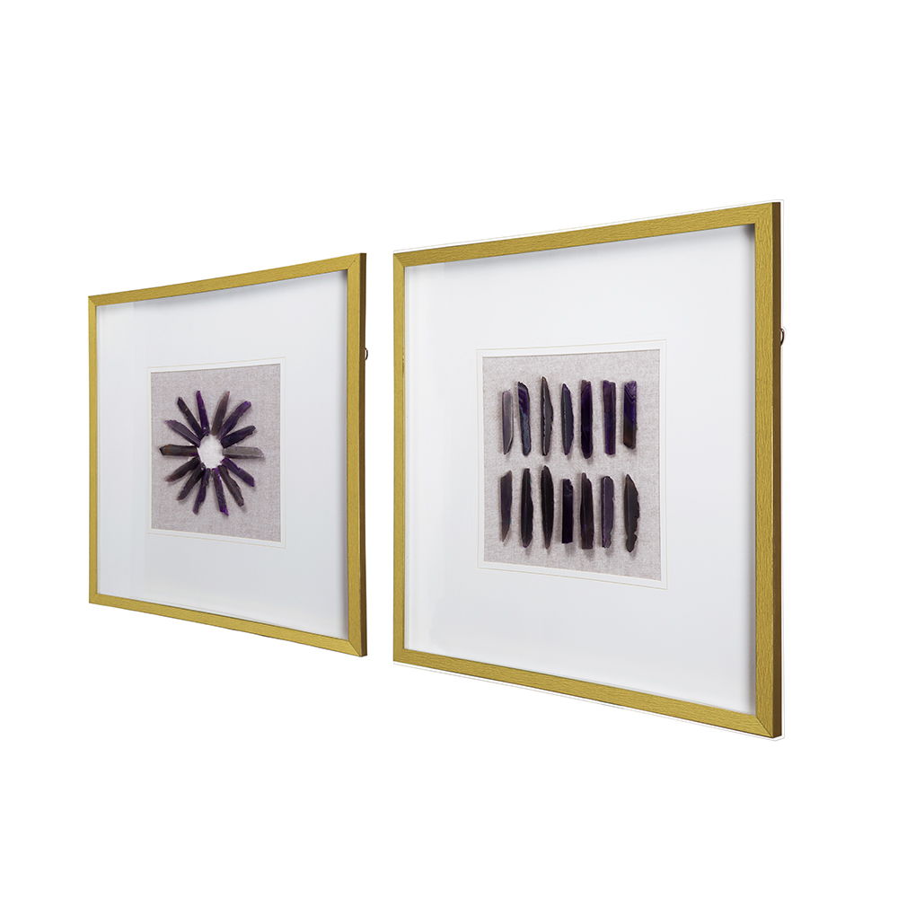 Grace Purple Agate Shadow Boxes Wall Art Set of 2 with Natural Stone – Multicolor, photo 9 of 17