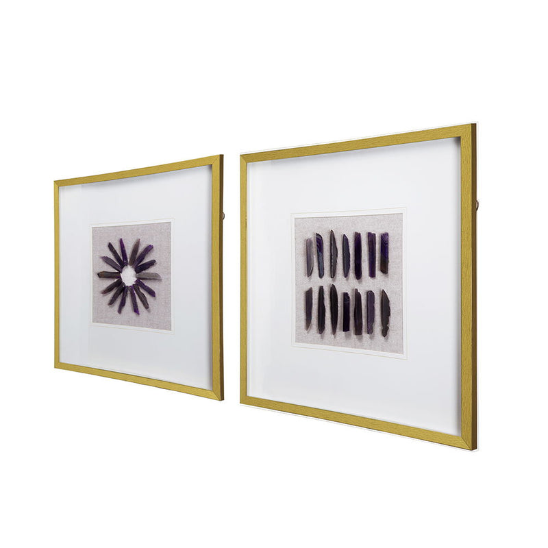 Grace Purple Agate Shadow Boxes Wall Art Set of 2 with Natural Stone – Multicolor, photo 9 of 17