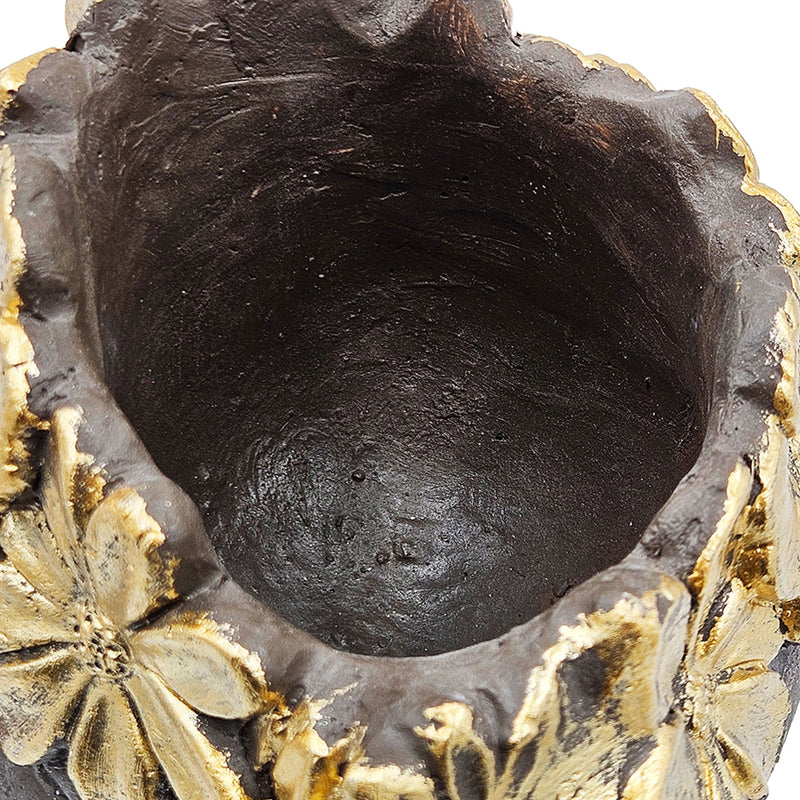 Magnesium Dog Statue Planter, 9.3 x 13 Inch, Brown with Gold Leaf Crown, photo 10 of 10