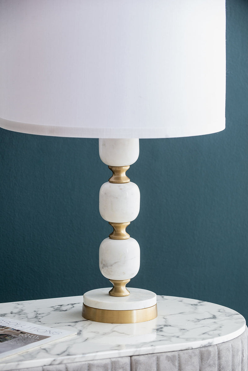 Marble Base Table Lamp with White Fabric Shade - 26.5", photo 12 of 16
