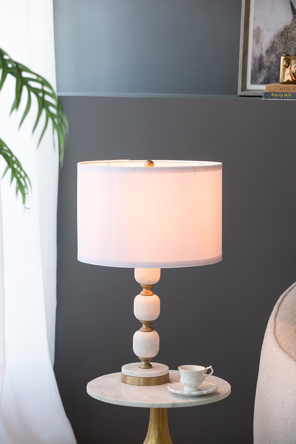 Marble Base Table Lamp with White Fabric Shade - 26.5", photo 16 of 16