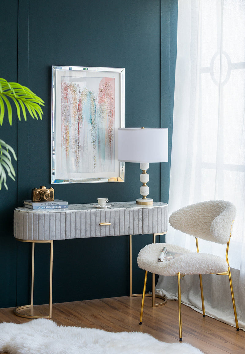 Marble Base Table Lamp with White Fabric Shade - 26.5", photo 8 of 16