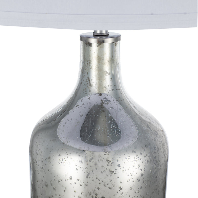 Silver Round Table Lamp with White Fabric Shade, photo 6 of 15