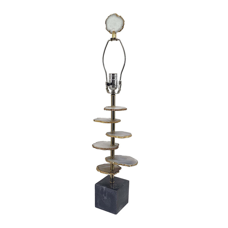 Smoke Agate-Slice Table Lamp with Marble Base - Genuine Agate, photo 4 of 7