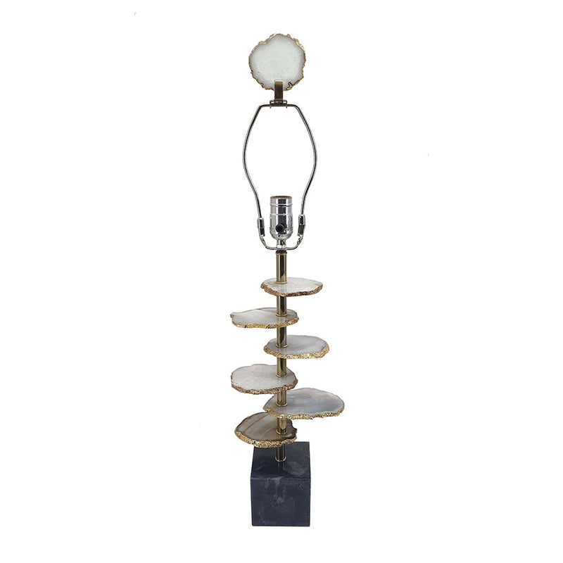 Smoke Agate-Slice Table Lamp with Marble Base - Genuine Agate, photo 5 of 7