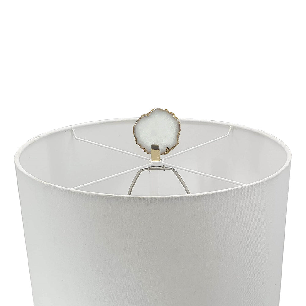 Smoke Agate-Slice Table Lamp with Marble Base - Genuine Agate, photo 6 of 7