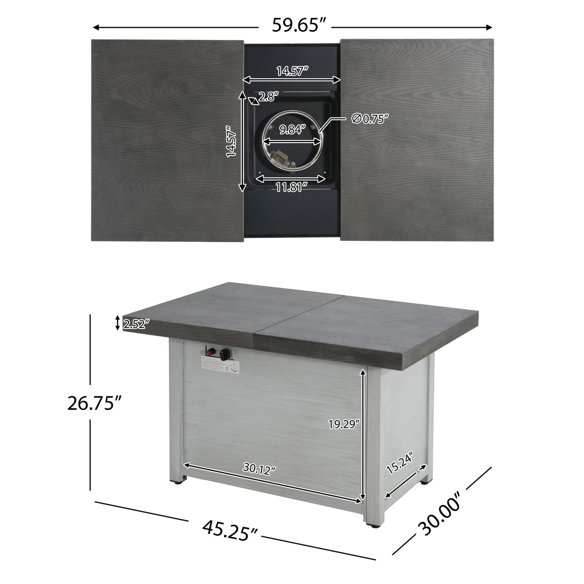 Extendable Rectangle Aluminum Alloy Fire Pit Table, 50,000 BTU, photo 13 of 13