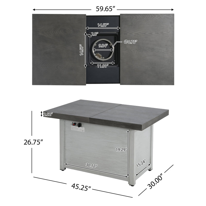 Extendable Rectangle Aluminum Alloy Fire Pit Table, 50,000 BTU, photo 13 of 13