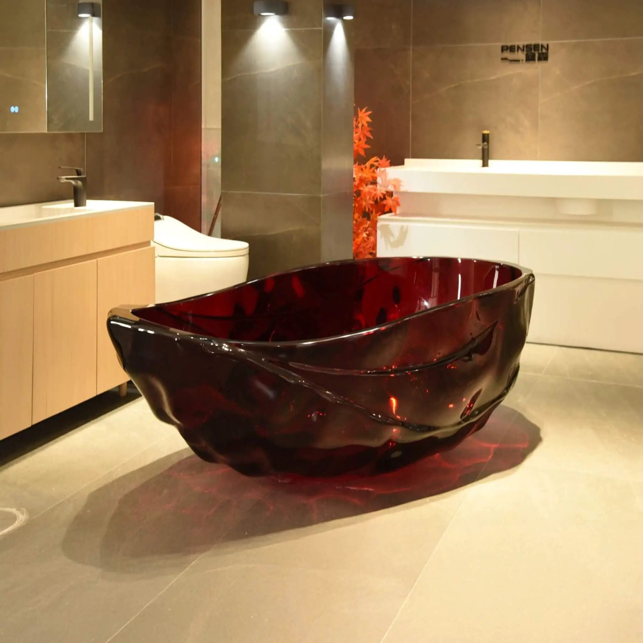 Nuvia Extra-Large 67-Inch Modern Freestanding Oval Resin Soaking Bathtub (SAK39750) by SAKSBY WHOLESALE