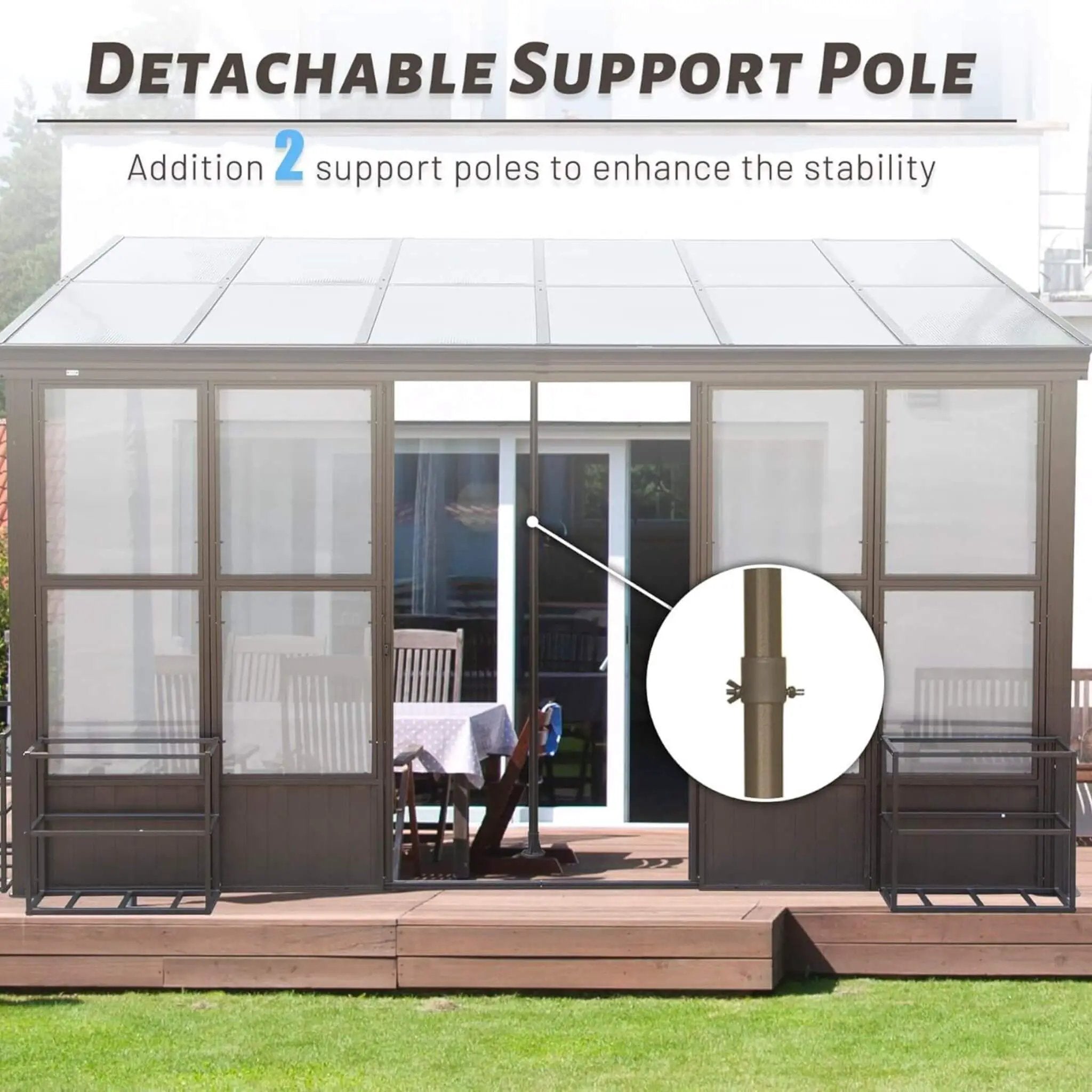 [12X16FT] Alora Horizon Extra-Large Heavy-Duty All-Season Sunroom With Sliding Doors And Polycarbonate Windows (SAK98357) by SAKSBY WHOLESALE
