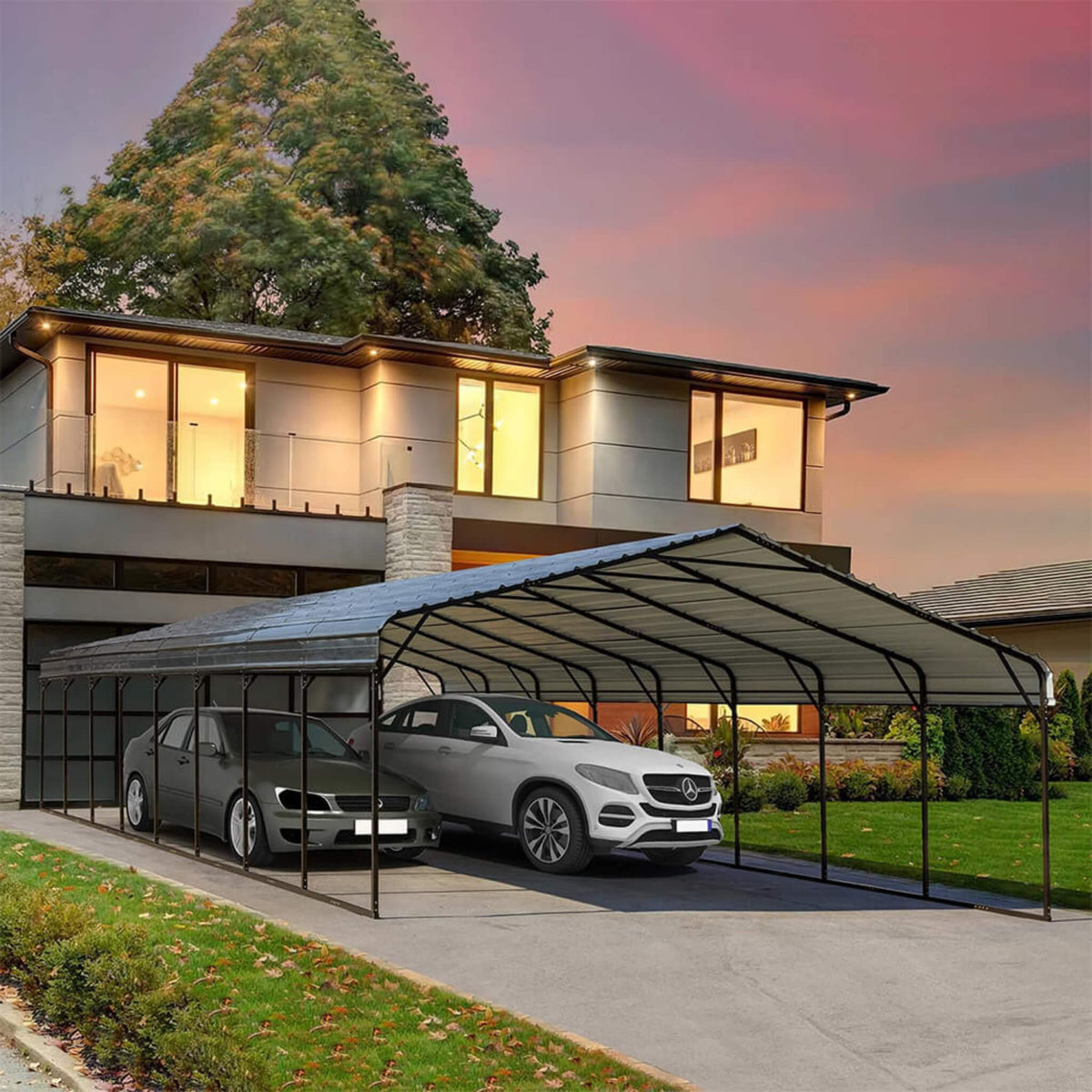 [20X40FT] Extra-Large Heavy-Duty Four Car Outdoor Metal Carport Canopy For Trucks, Boats And SUVs (SAK29713), photo 6 of 8