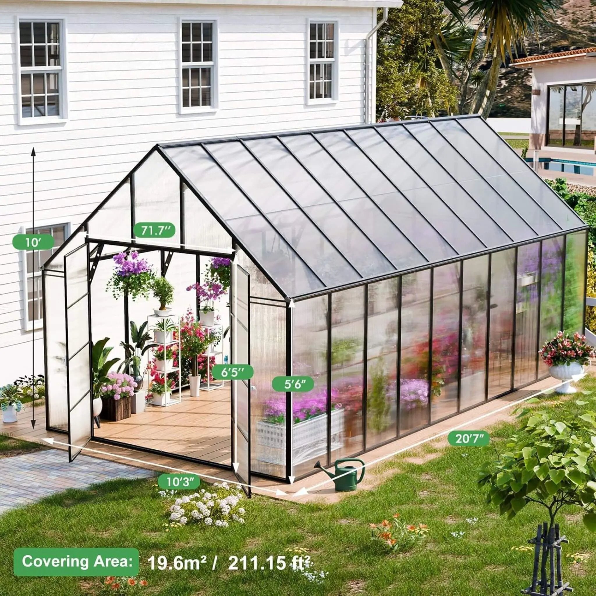 [10X20FT] Extra-Large Heavy-Duty Outdoor Backyard Greenhouse With Adjustable Roof Vents, 4MM (SAK59482) by SAKSBY WHOLESALE