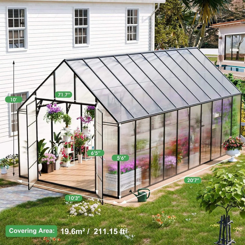 [10X20FT] Extra-Large Heavy-Duty Outdoor Backyard Greenhouse With Adjustable Roof Vents, 4MM (SAK59482) by SAKSBY WHOLESALE