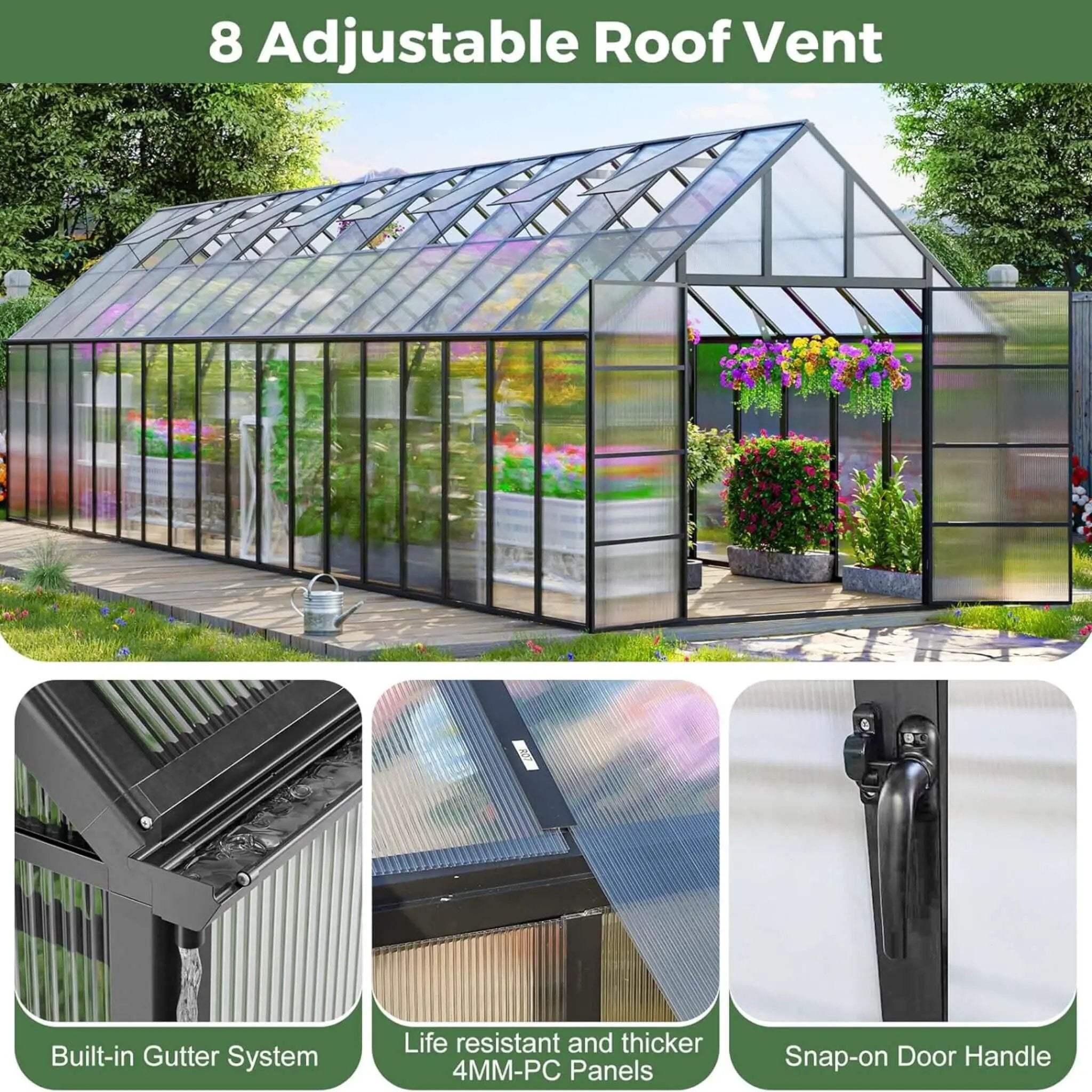 [10X36FT] Extra-Large Heavy-Duty Outdoor Walk-In Greenhouse With Adjustable Roof Vents, 4MM (SAK26174) by SAKSBY WHOLESALE