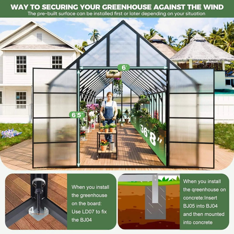 [10X36FT] Extra-Large Heavy-Duty Outdoor Walk-In Greenhouse With Adjustable Roof Vents, 4MM (SAK26174) by SAKSBY WHOLESALE