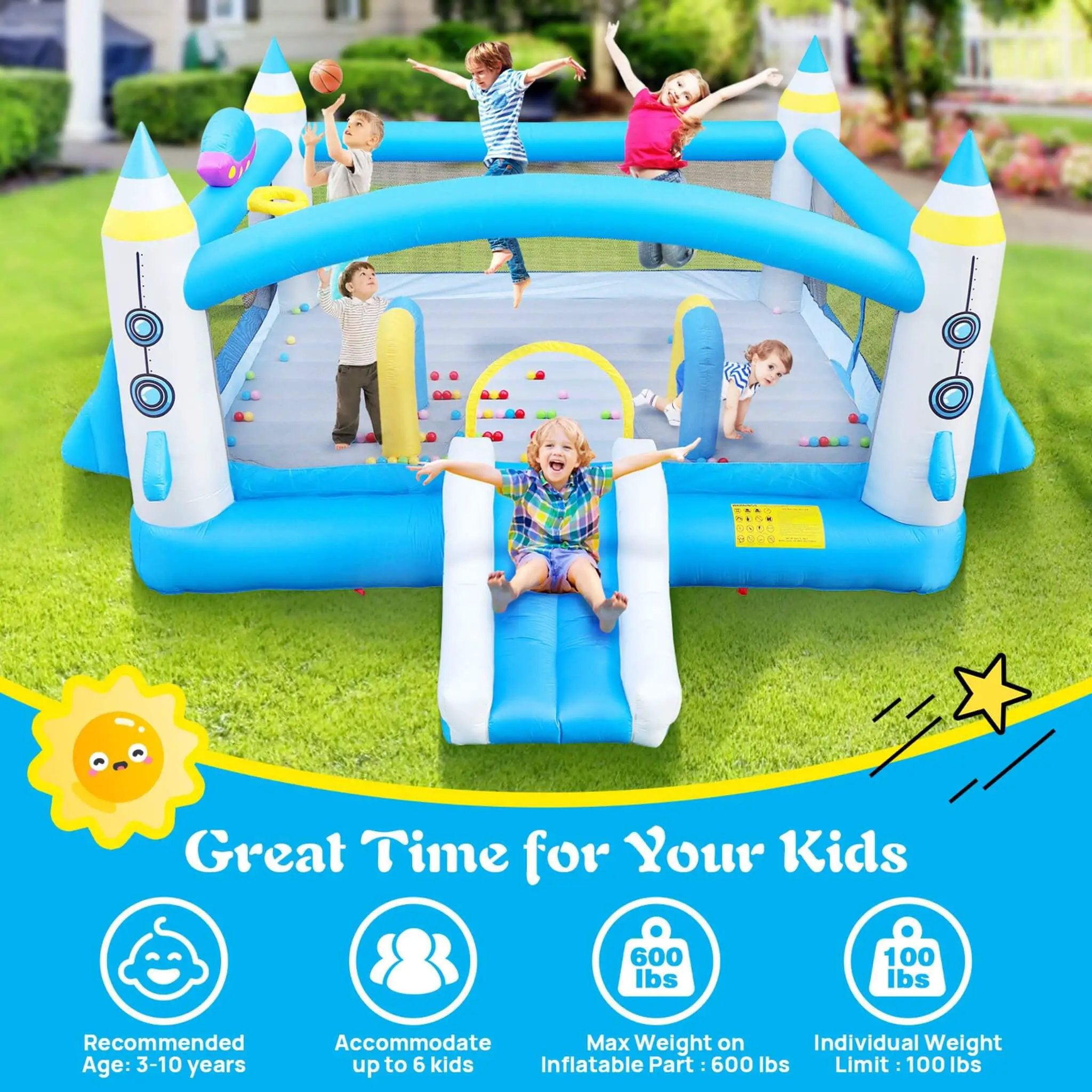 Extra-Large Multifunctional Jump'N Slide Inflatable Bouncer With Blower (SAK81243) by SAKSBY WHOLESALE