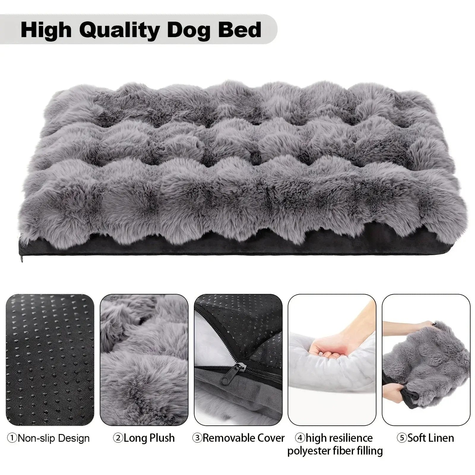 Extra Large Orthopedic Dog Bed - Luxurious Plush Faux Fur Kennel, Bite-Resistant, Dirt-Repellent and Machine Washable Pet Mat with Anti-Slip Bottom, Stylish for Living Rooms, All-Season Comfort & Joint Support for Large Dogs by House Of Avana