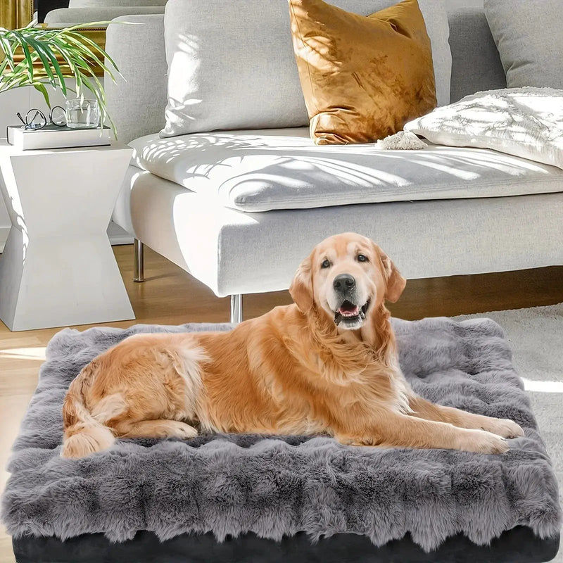 Extra Large Orthopedic Dog Bed - Luxurious Plush Faux Fur Kennel, Bite-Resistant, Dirt-Repellent and Machine Washable Pet Mat with Anti-Slip Bottom, Stylish for Living Rooms, All-Season Comfort & Joint Support for Large Dogs by House Of Avana
