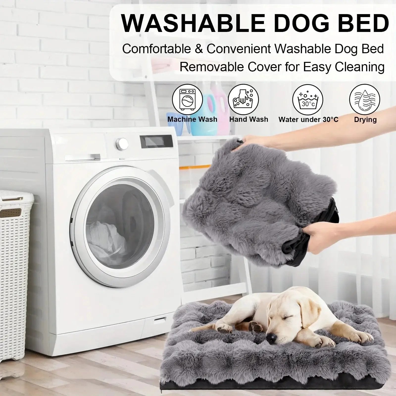Extra Large Orthopedic Dog Bed - Luxurious Plush Faux Fur Kennel, Bite-Resistant, Dirt-Repellent and Machine Washable Pet Mat with Anti-Slip Bottom, Stylish for Living Rooms, All-Season Comfort & Joint Support for Large Dogs by House Of Avana