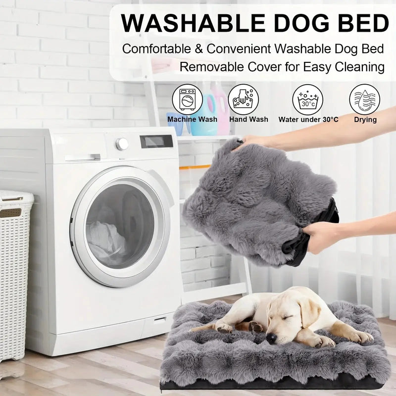 Extra Large Orthopedic Dog Bed - Luxurious Plush Faux Fur Kennel, Bite-Resistant, Dirt-Repellent and Machine Washable Pet Mat with Anti-Slip Bottom, Stylish for Living Rooms, All-Season Comfort & Joint Support for Large Dogs by House Of Avana