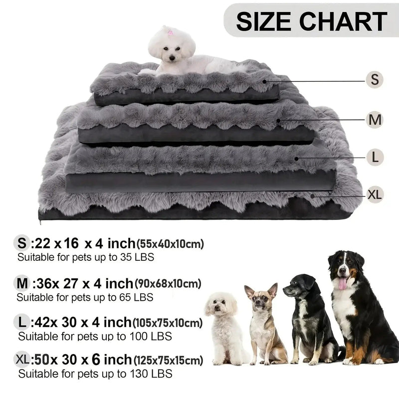 Extra Large Orthopedic Dog Bed - Luxurious Plush Faux Fur Kennel, Bite-Resistant, Dirt-Repellent and Machine Washable Pet Mat with Anti-Slip Bottom, Stylish for Living Rooms, All-Season Comfort & Joint Support for Large Dogs by House Of Avana