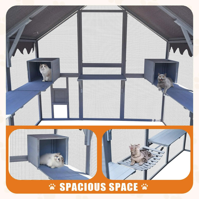 Alora Extra Large Outdoor Cat Kitten Playpen House With Platforms, And Waterproof Cover (SAK55092) by SAKSBY WHOLESALE
