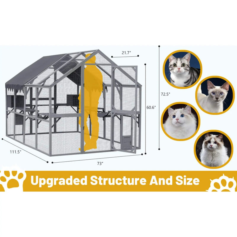 Alora Extra Large Outdoor Cat Kitten Playpen House With Platforms, And Waterproof Cover (SAK55092) by SAKSBY WHOLESALE