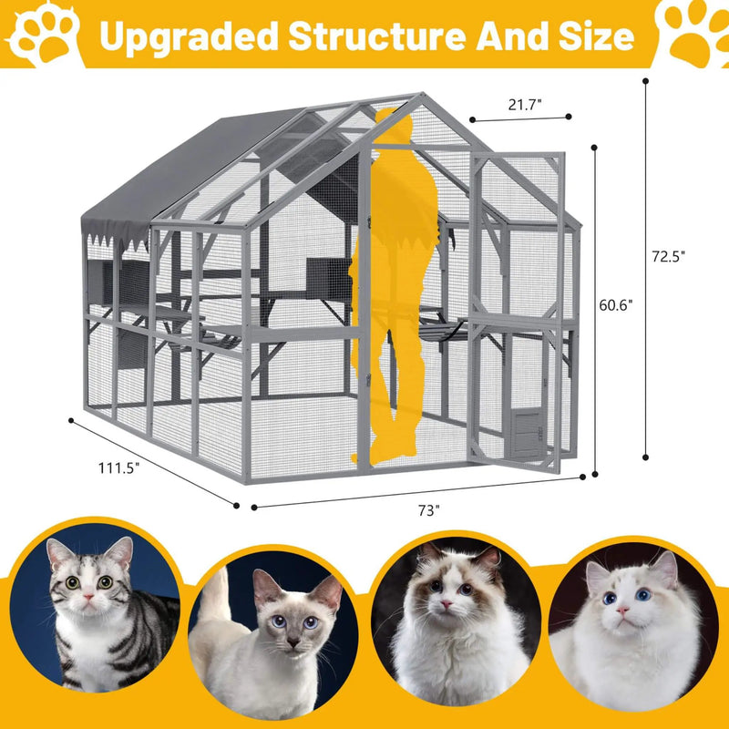 Alora Extra Large Outdoor Cat Kitten Playpen House With Platforms, And Waterproof Cover (SAK55092) by SAKSBY WHOLESALE