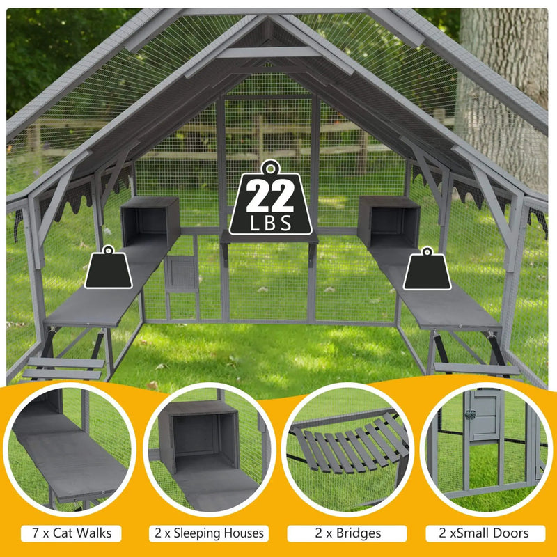 Alora Extra Large Outdoor Cat Kitten Playpen House With Platforms, And Waterproof Cover (SAK55092) by SAKSBY WHOLESALE