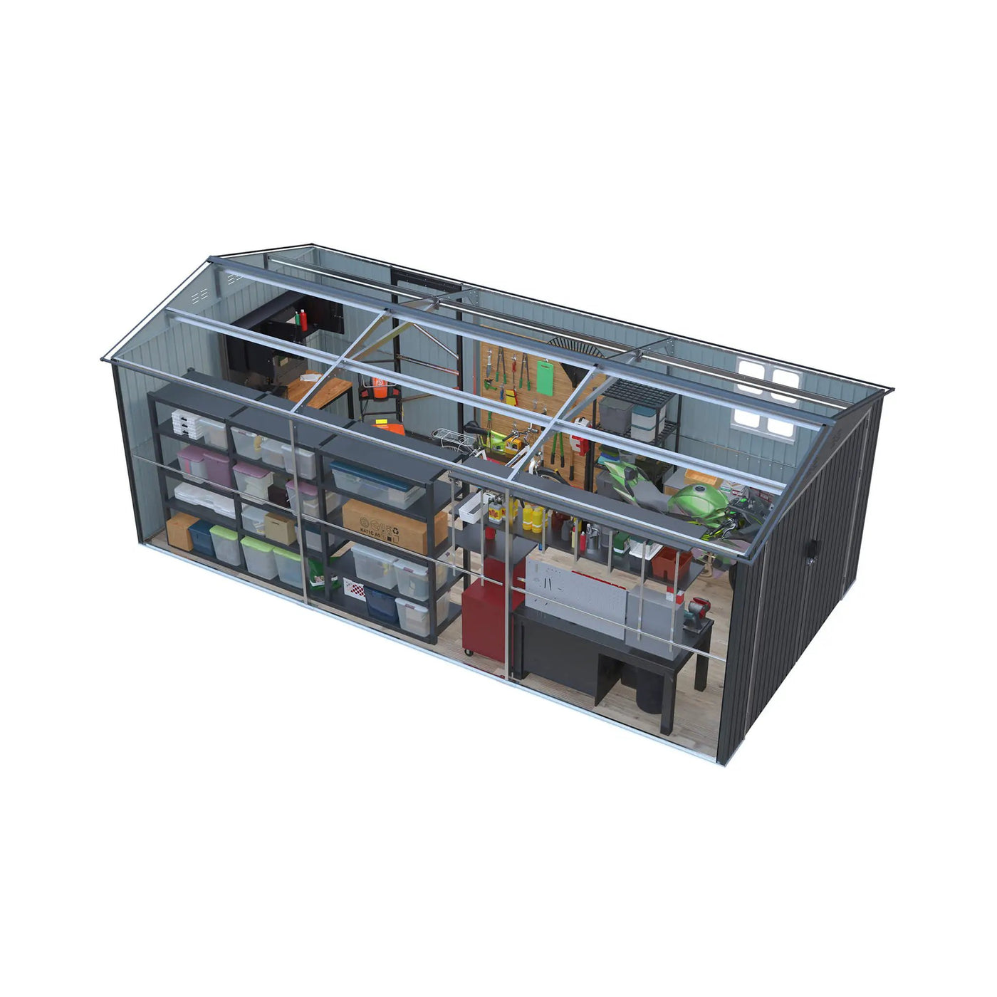 Extra-Large Outdoor Galvanized Steel Outdoor Storage Shed With Skylight Roof (SAK42671) by SAKSBY WHOLESALE