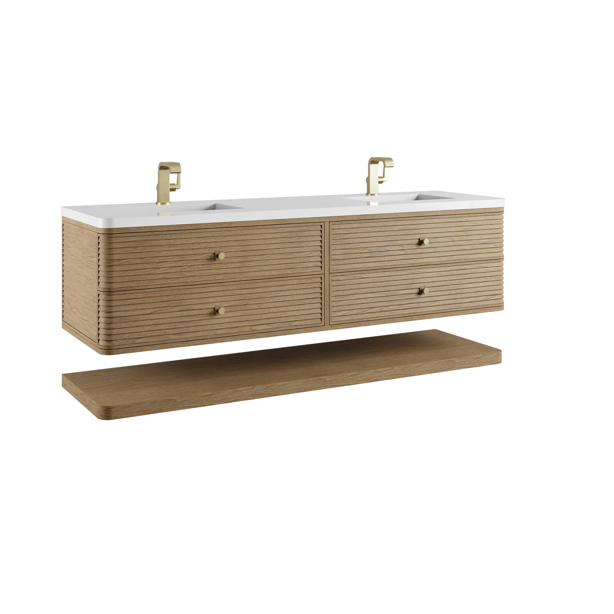 James Martin Allamari 72" Floating Double Bathroom Vanity, Dune Mist, view 27