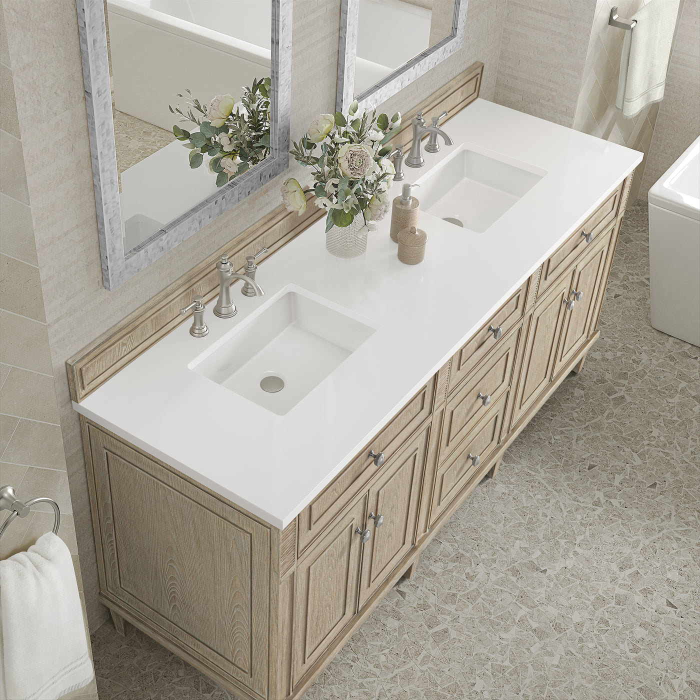 James Martin Lorelai 72" Double Bathroom Vanity, Whitewashed Oak by James Martin