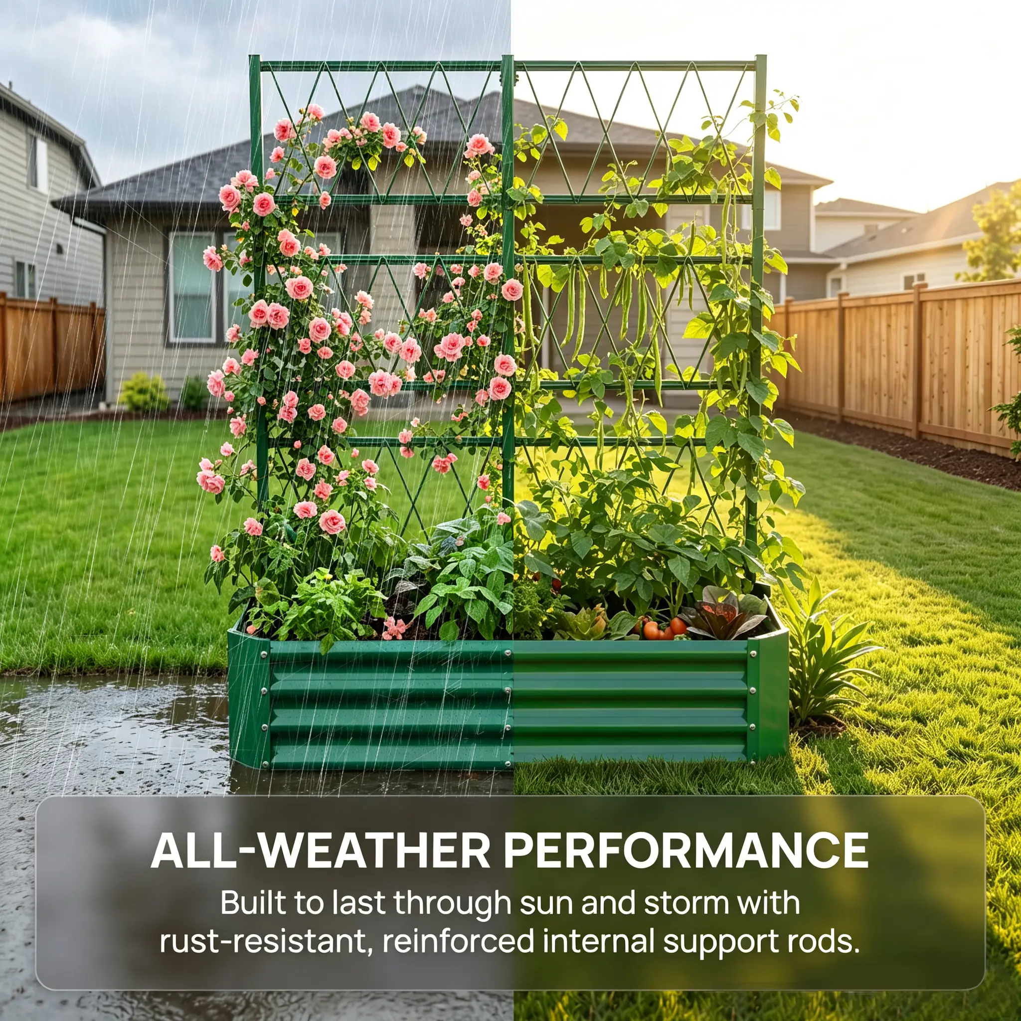 4x2x1FT Galvanized Raised Garden Bed with Arch Trellis by HouseOfZazla