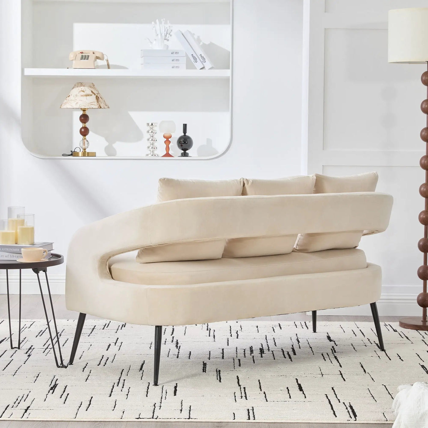 Open Back Loveseat Settee With 3 Pillows by HouseOfZazla