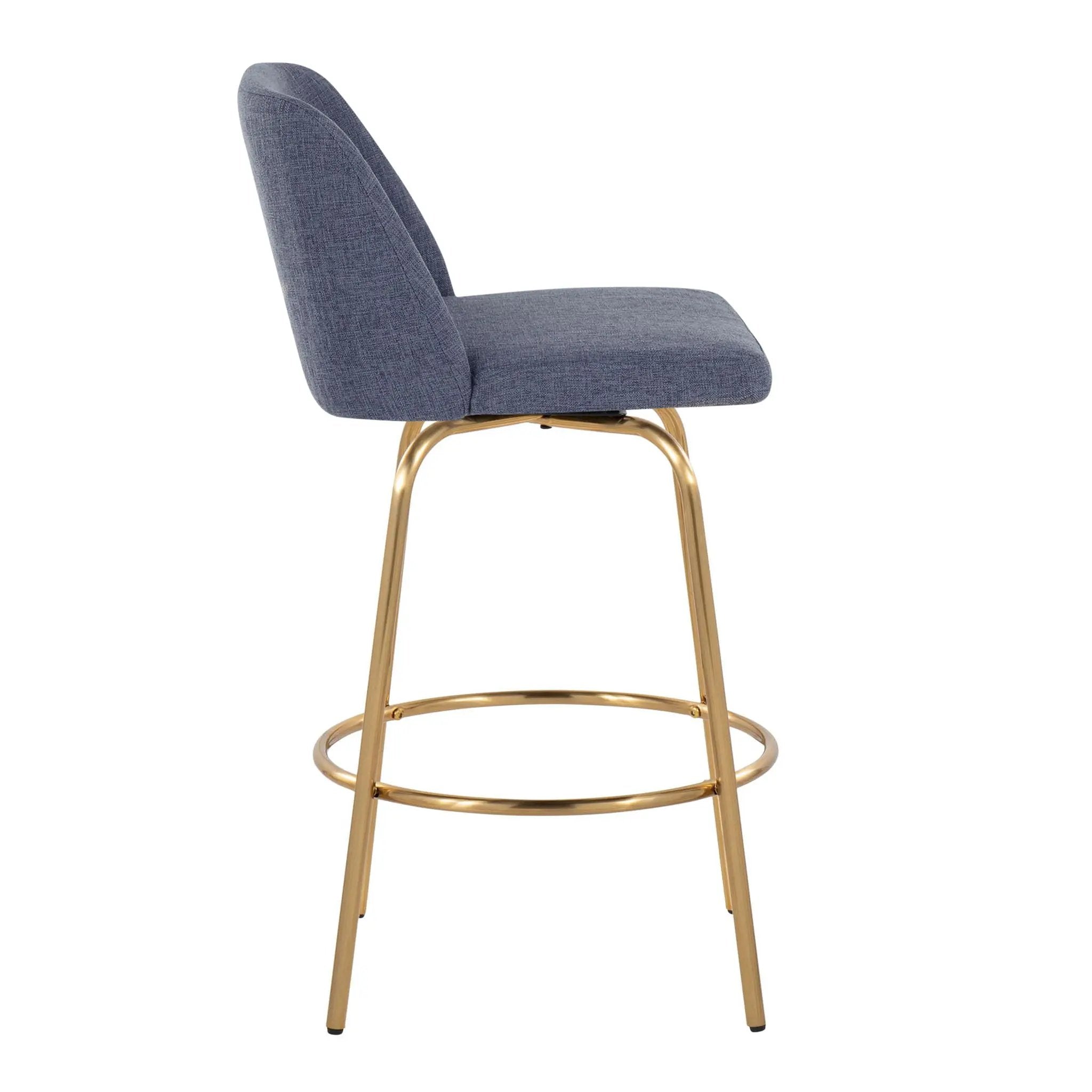 Toriano - Contemporary, Fixed Height Counter Stool With Swivel With Round Footrest (Set of 2) by Unique Piece Furniture