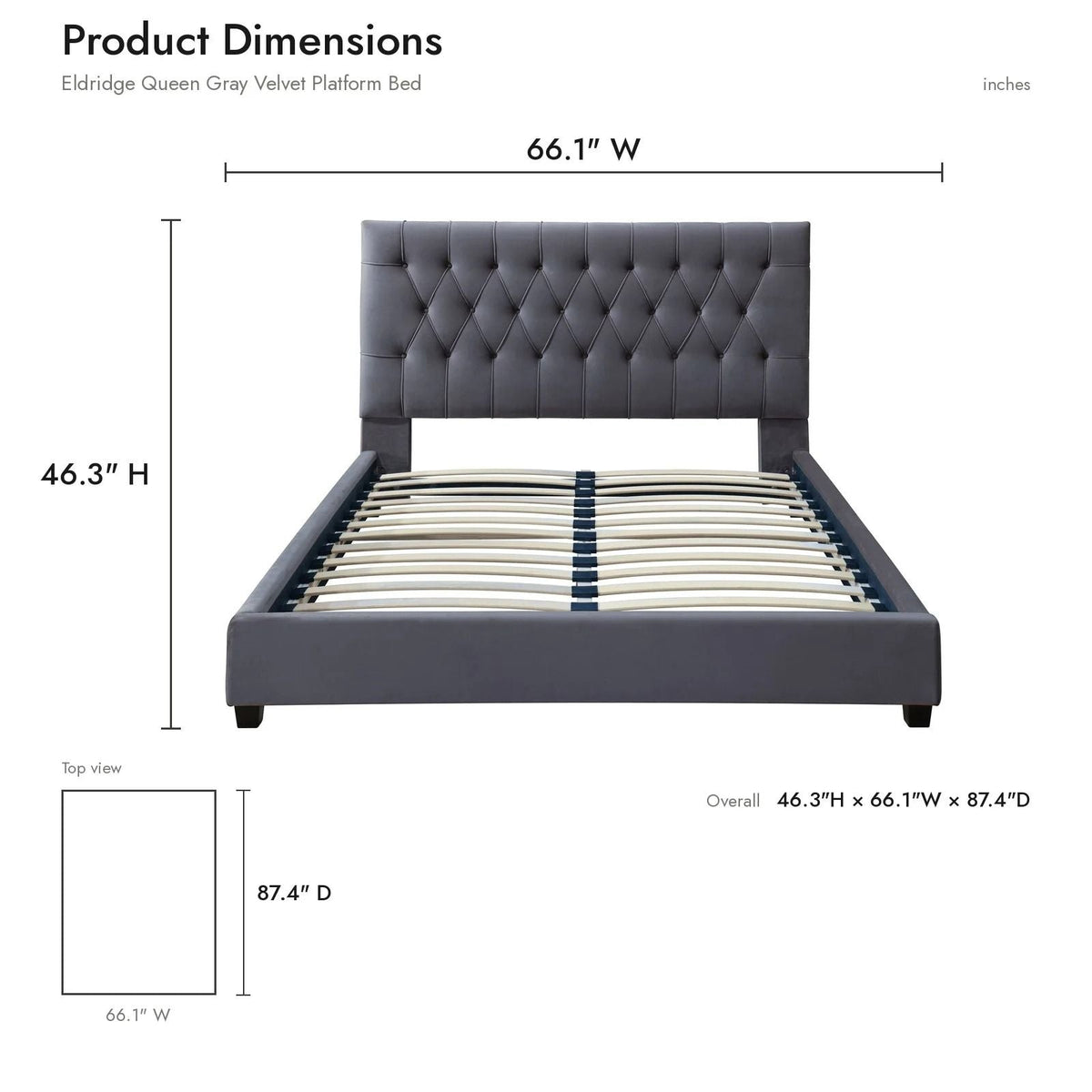 Donald - Mid-Century Modern Upholstered Platform Bed, photo 6 of 7