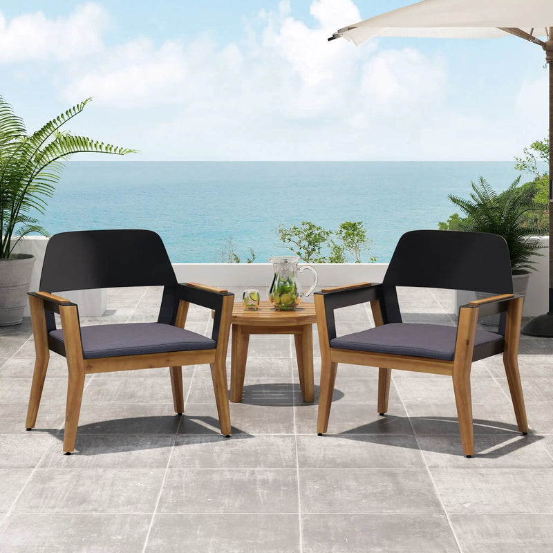 Soho Transitional Style Outdoor Club Chair (Set of 2) with Cushions - Teak by HouseOfZazla