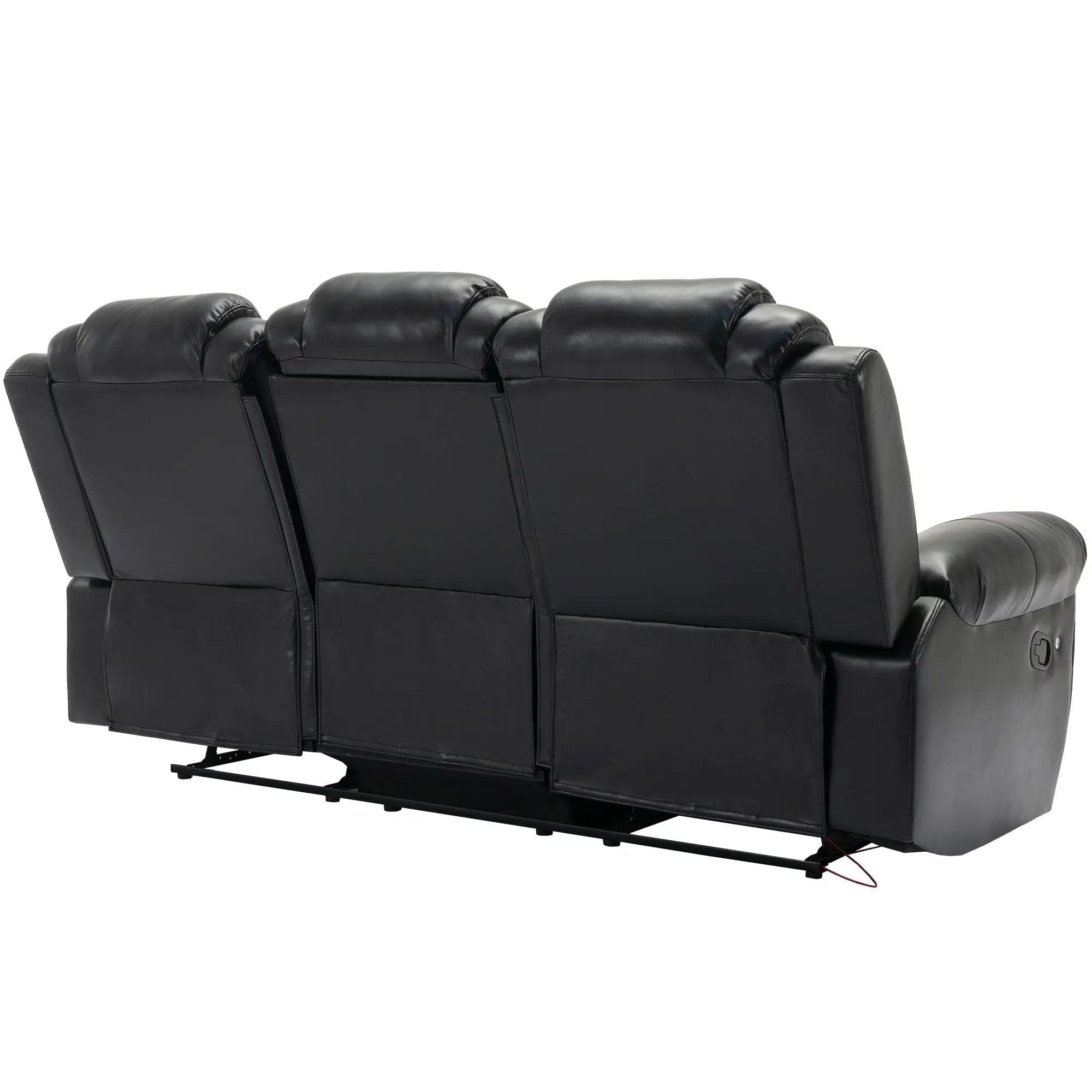 3 Pieces Recliner Sofa Sets Home Theater Seating Manual Recliner Chair With Center Console And LED Light Strip For Living Room by HouseOfZazla