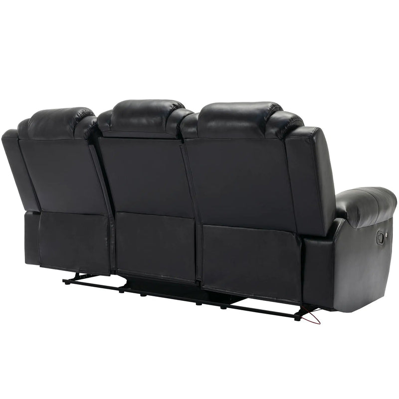 Home Theater Seating Manual Recliner Chair With Center Console And Led Light Strip For Living Room by HouseOfZazla