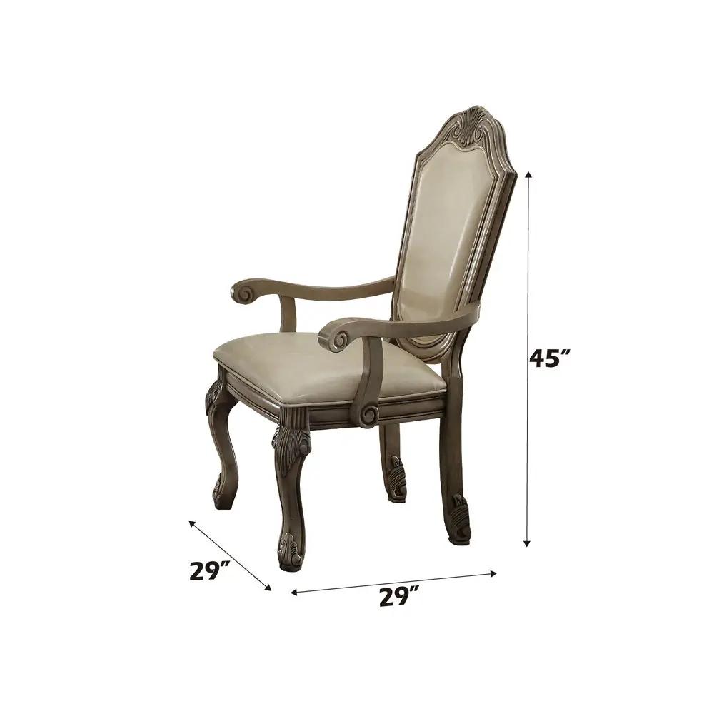 Chateau De Ville - Arm Chair (Set of 2) - Synthetic Leather & Antique White by Unique Piece Furniture