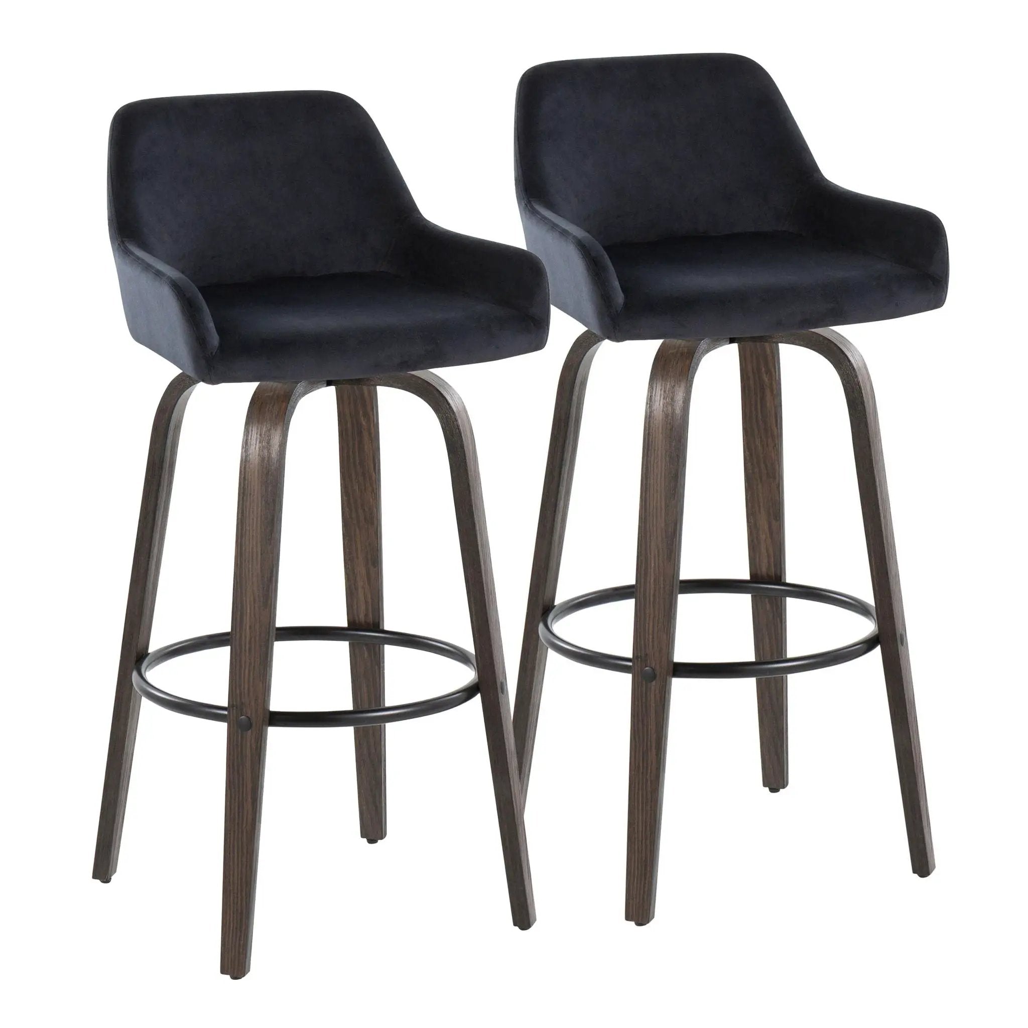 Daniella - Contemporary Fixed Height, Barstool With Swivel With Round Footrest (Set of 2) by Unique Piece Furniture